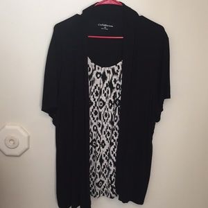 +Craft&Barrow black faux cardigan & crm/balk cami